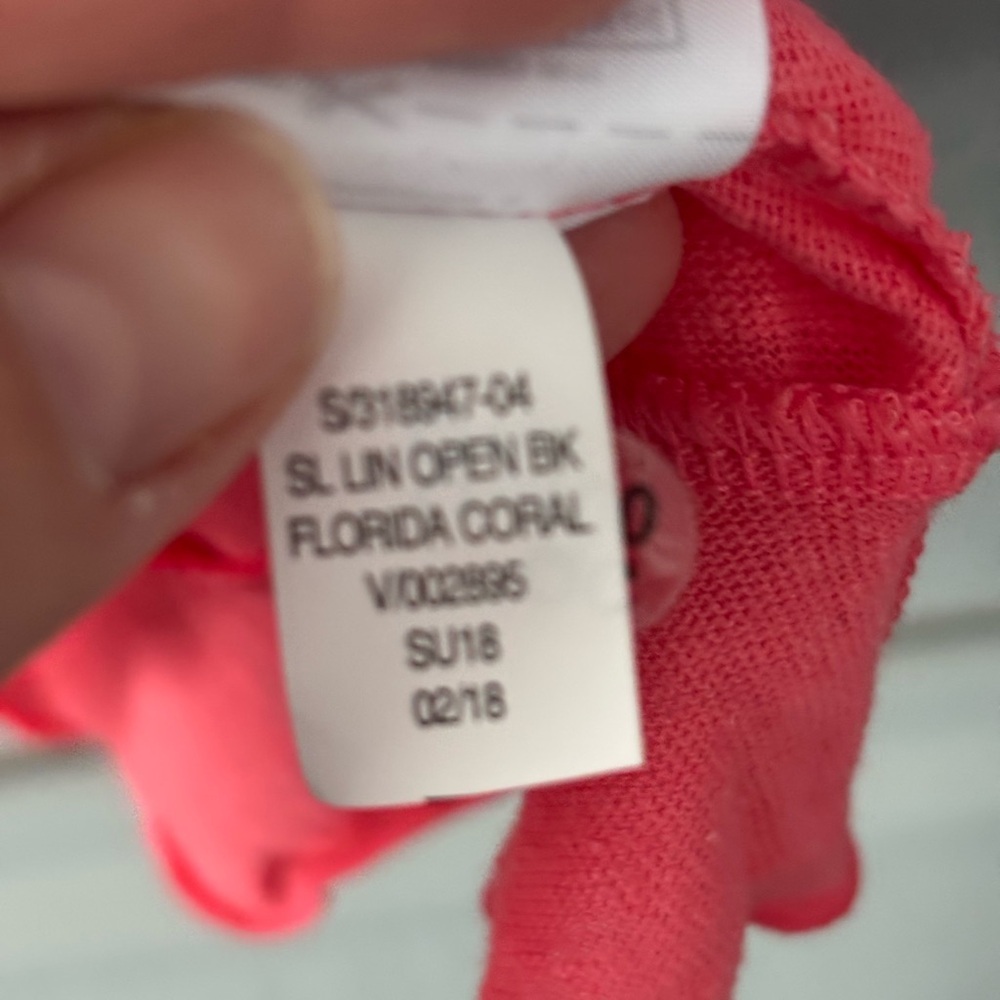 GAP Coral Linen Blend Tank Top Open Ruffle Back Sleeveless Size M - Picture 7 of 13